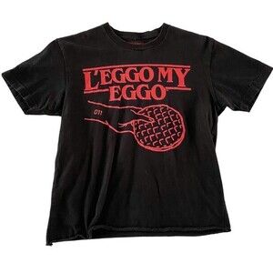 Stranger Things Black Cropped Crew Neck Red Front Graphic Eggo 011 T-Shirt XS